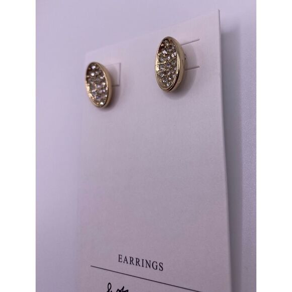 & Other Stories Gold Pave Oval Stud Earrings - Picture 2 of 3